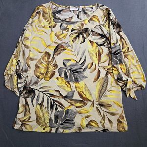 Susan Graver Women L Regular Printed Liquid Knit Tie-Sleeve Tunic